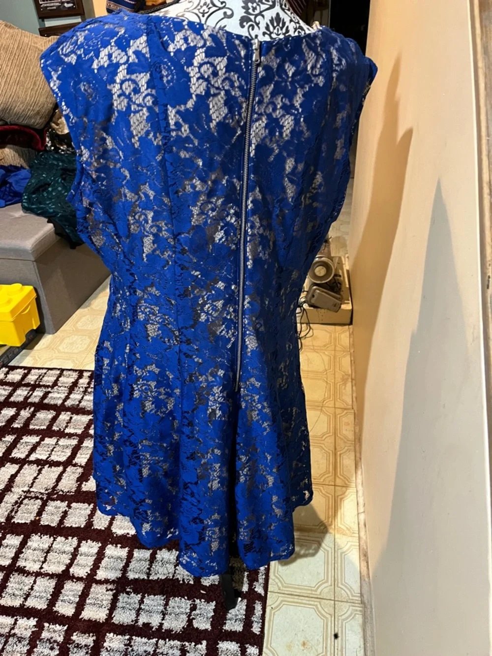 Danny & Nicole Navy Lace Midi Fit-and-Flare Dress - Picture 8 of 8